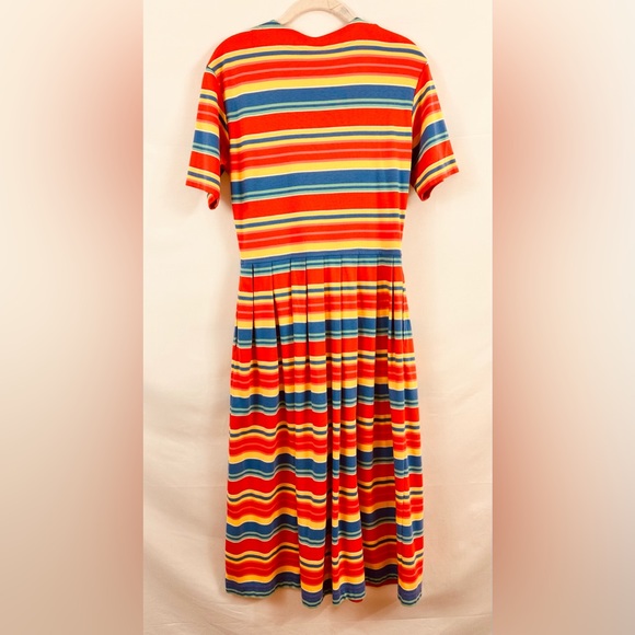 Vintage Talbots Striped Button Front Short Sleeve Dress Pleated Skirt Sm… - Picture 6 of 7